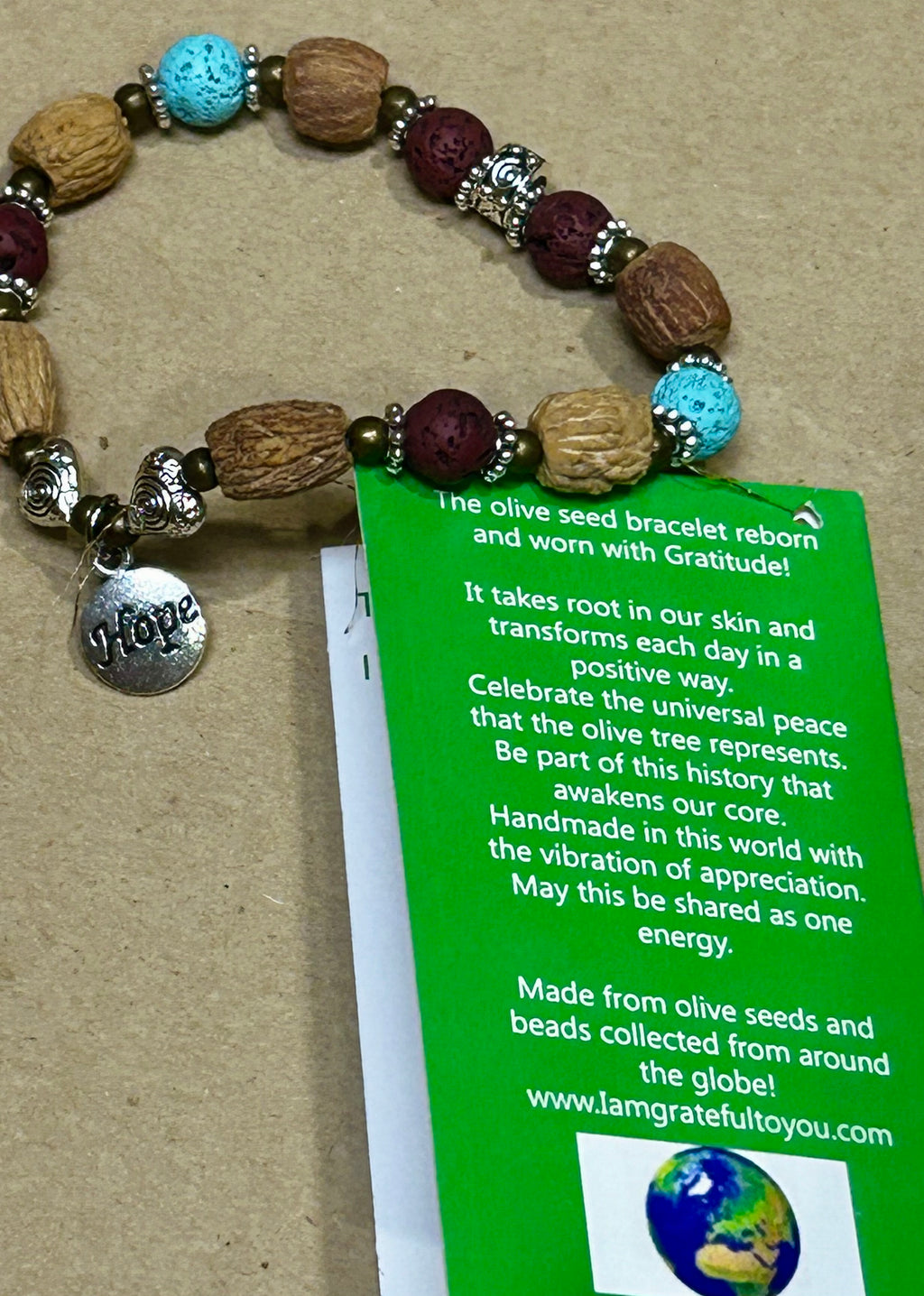 Olive Gratitude peace bracelet