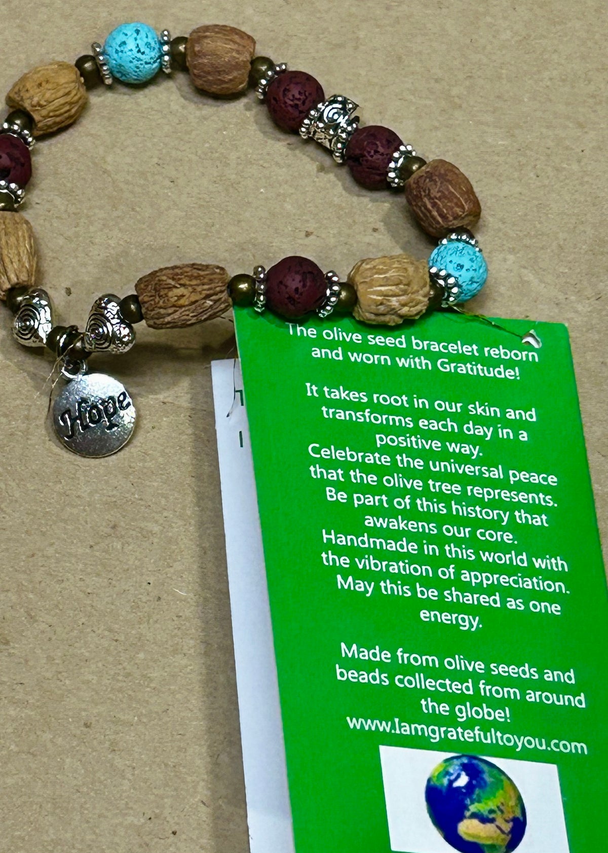 Olive Gratitude peace bracelet