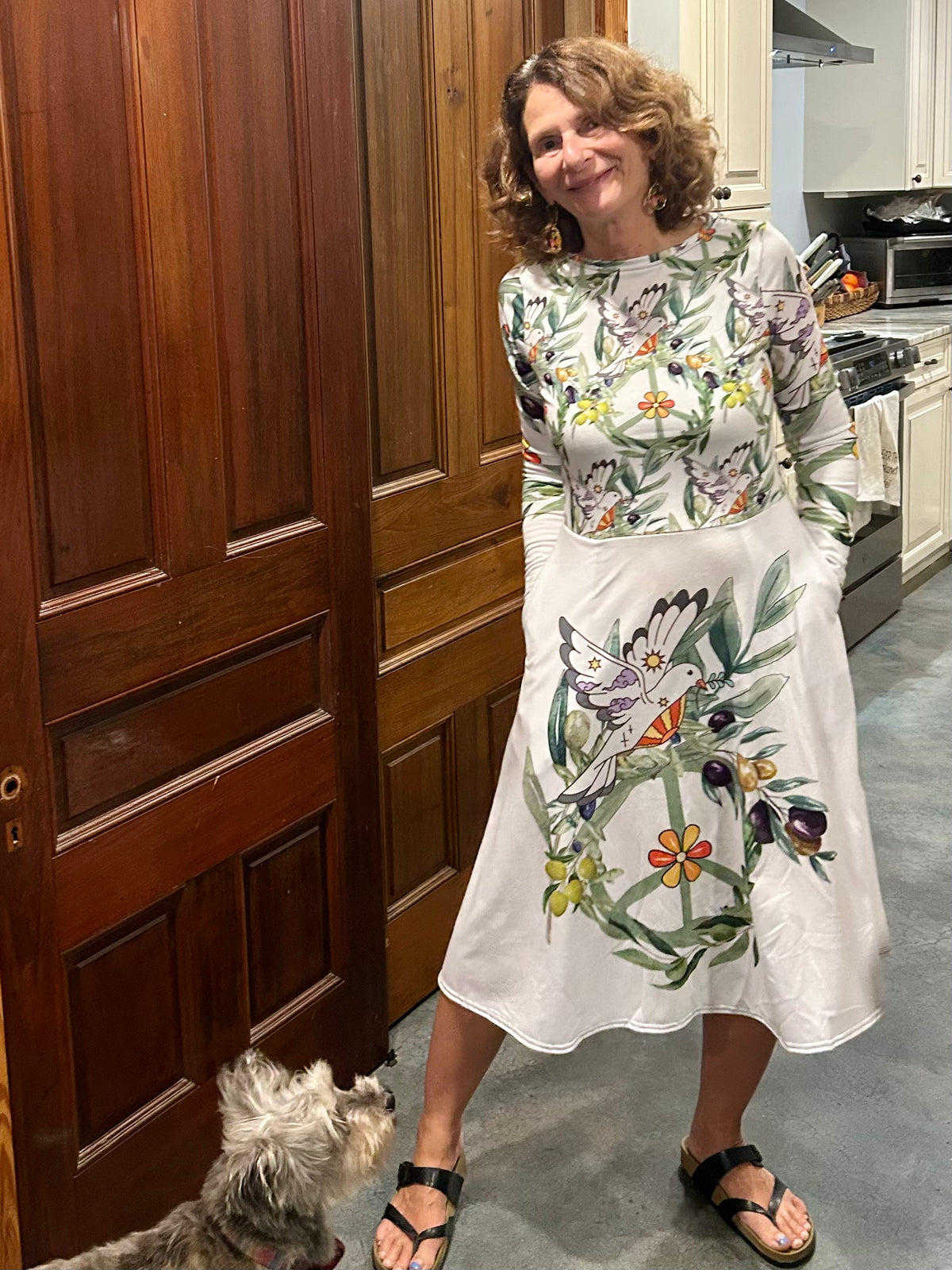 Olive dove peace dress by Beth Gross-Santos