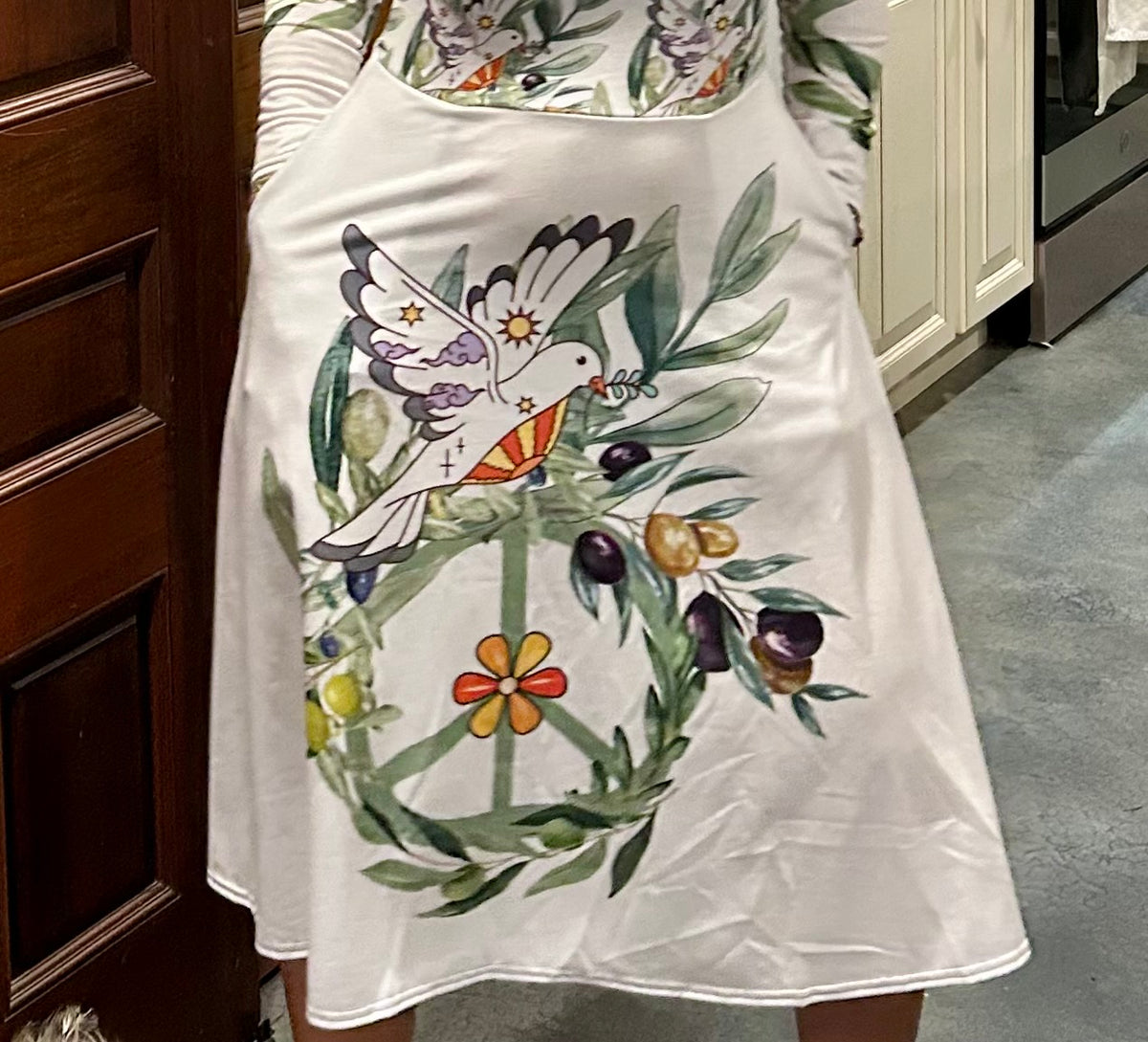 Olive dove peace dress by Beth Gross-Santos