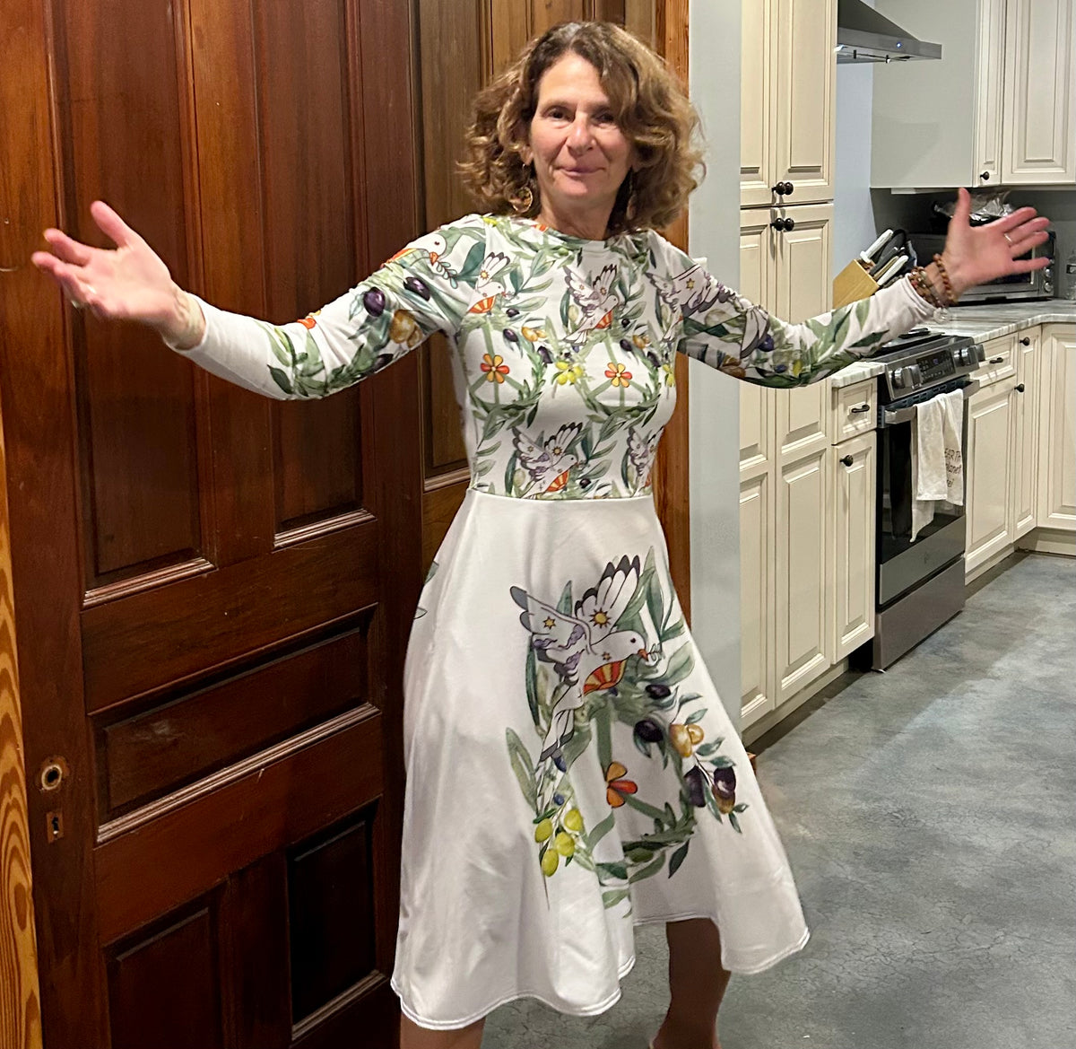 Olive dove peace dress by Beth Gross-Santos