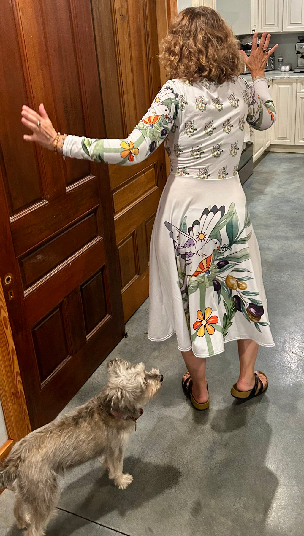 Olive dove peace dress by Beth Gross-Santos